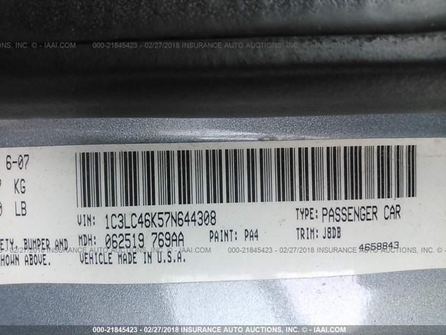 1C3LC46K57N644308 - 2007 CHRYSLER SEBRING Light Blue photo 9