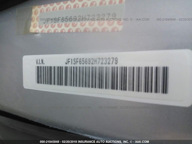 JF1SF65692H723279 - 2002 SUBARU FORESTER S SILVER photo 9