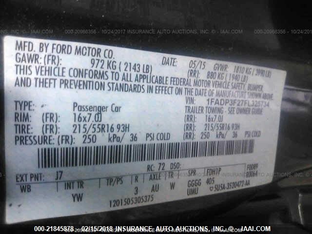 1FADP3F27FL325734 - 2015 FORD FOCUS SE 灰色 照片 9