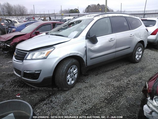 1GNKRFKD1EJ181443 - 2014 CHEVROLET TRAVERSE LS SILVER photo 2