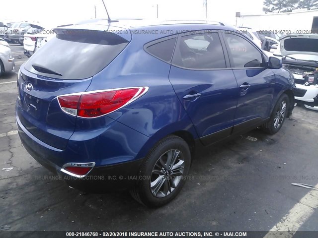 KM8JU3AG3EU820610 - 2014 HYUNDAI Tucson GLS/LIMITED/SE BLUE photo 4