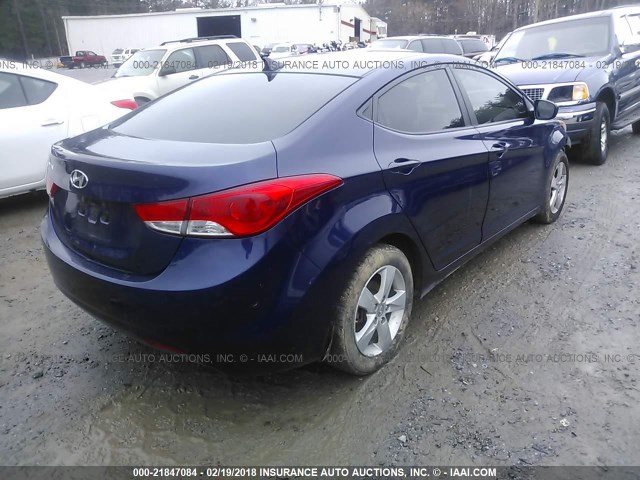 5NPDH4AE8DH328089 - 2013 HYUNDAI ELANTRA GLS/LIMITED BLUE photo 4