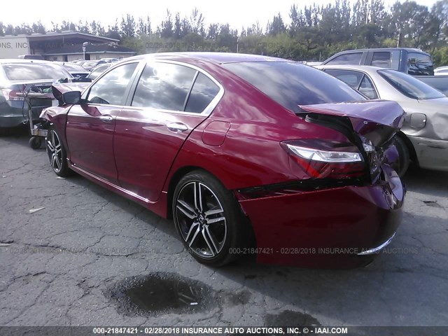 1HGCR2F55HA279437 - 2017 HONDA ACCORD SPORT RED photo 3