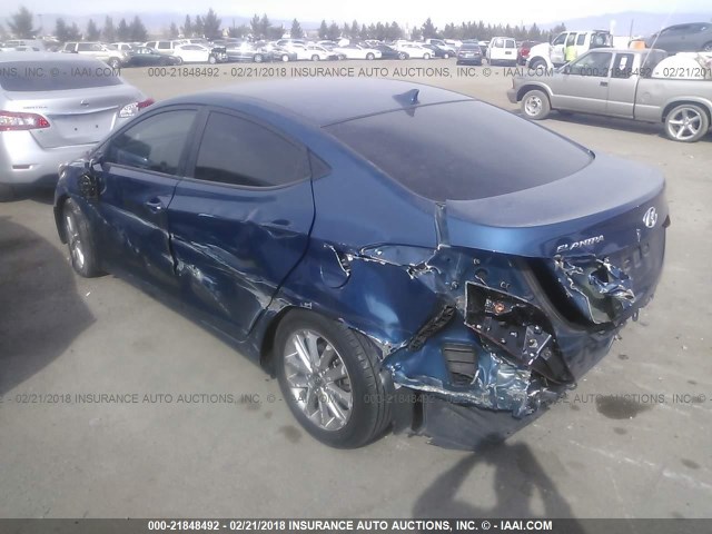 KMHDH4AE9FU354916 - 2015 HYUNDAI ELANTRA SE/SPORT/LIMITED BLUE photo 3