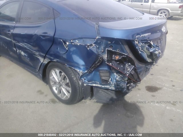 KMHDH4AE9FU354916 - 2015 HYUNDAI ELANTRA SE/SPORT/LIMITED BLUE photo 6