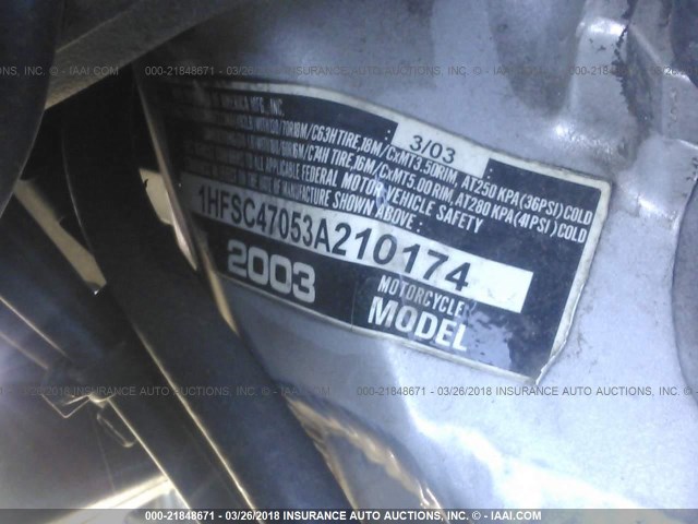 1HFSC47053A210174 - 2003 HONDA GL1800 PURPLE photo 10