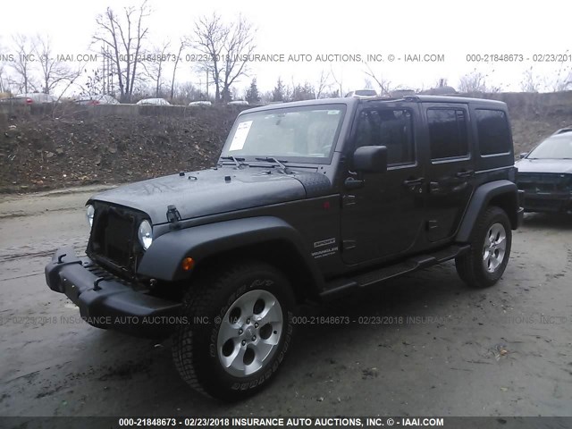 1C4HJWDG0EL187417 - 2014 JEEP WRANGLER UNLIMITE SPORT GRAY photo 2