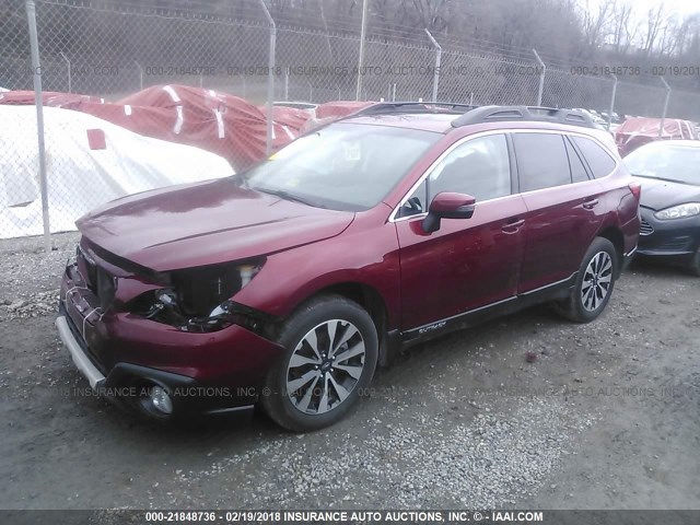 4S4BSENC2F3361445 - 2015 SUBARU OUTBACK 3.6R LIMITED RED photo 2