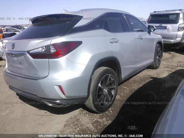 2T2ZZMCA1HC037676 - 2017 LEXUS RX 350/BASE/F SPORT SILVER photo 4