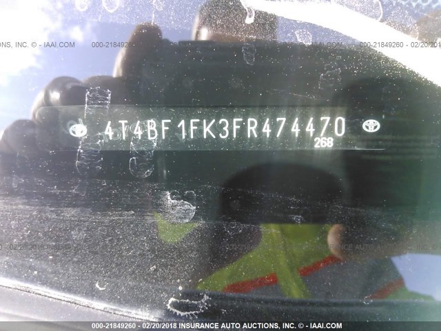 4T4BF1FK3FR474470 - 2015 TOYOTA CAMRY LE/XLE/SE/XSE Weiß Foto 9