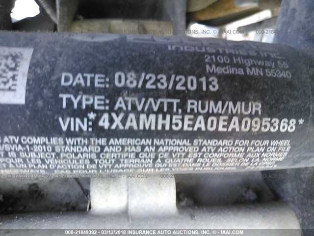 4XAMH5EA0EA095368 - 2014 POLARIS SPORTSMAN 570 EPS 白色 照片 10