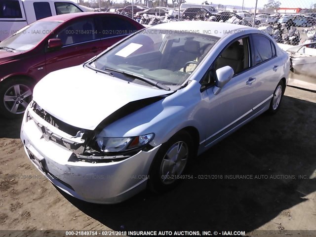 JHMFA36266S024249 - 2006 HONDA CIVIC HYBRID Light Blue photo 2