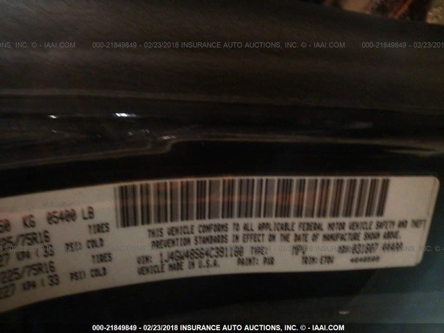 1J4GW48S64C391180 - 2004 JEEP GRAND CHEROKEE LAREDO/COLUMBIA/FREEDOM 黑色 照片 9
