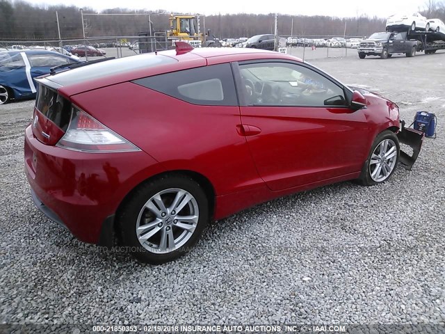 JHMZF1D65BS009700 - 2011 HONDA CR-Z EX RED photo 4