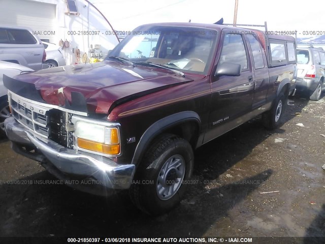 1B7GG23Y4PS243378 - 1993 DODGE DAKOTA MAROON photo 2