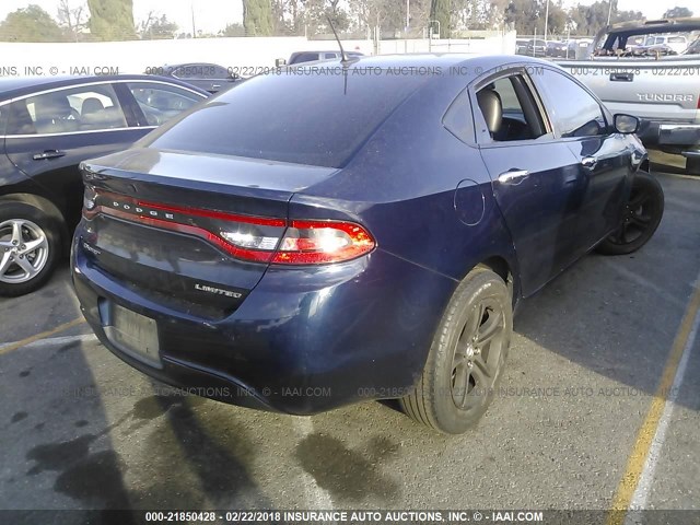 1C3CDFCA2DD107398 - 2013 DODGE DART LIMITED/R/T BLUE photo 4