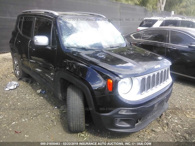 ZACCJBDT5GPD20476 - 2016 JEEP RENEGADE LIMITED BLACK photo 1