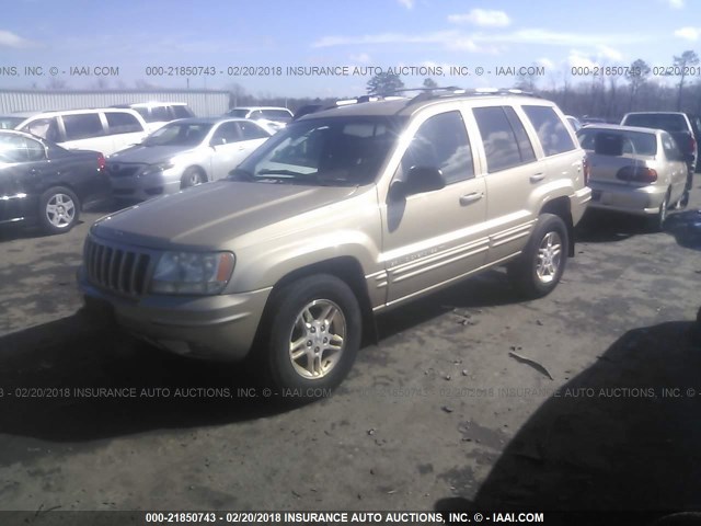 1J4GW68N5XC710160 - 1999 JEEP GRAND CHEROKEE LIMITED GOLD photo 2