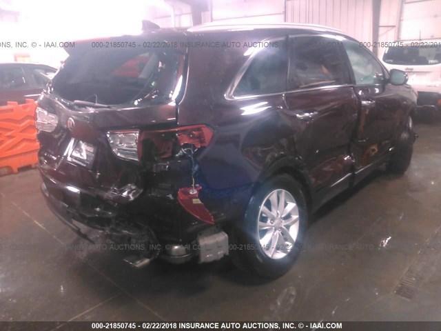 5XYPGDA31JG358858 - 2018 KIA SORENTO LX/L BURGUNDY photo 4