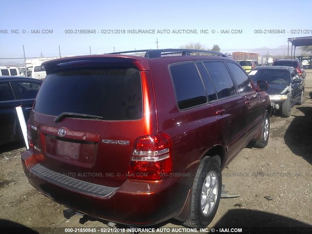 JTEHF21A520044305 - 2002 TOYOTA HIGHLANDER LIMITED RED photo 4