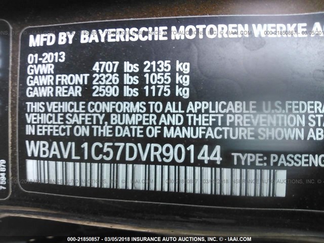 WBAVL1C57DVR90144 - 2013 BMW X1 XDRIVE28I BROWN photo 9