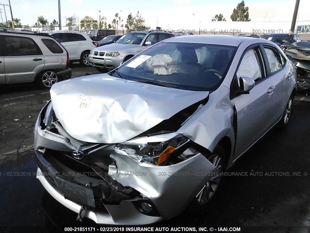 5YFBURHE4FP238580 - 2015 TOYOTA COROLLA L/LE/LE PLS/PRM/S/S PLS SILVER photo 2