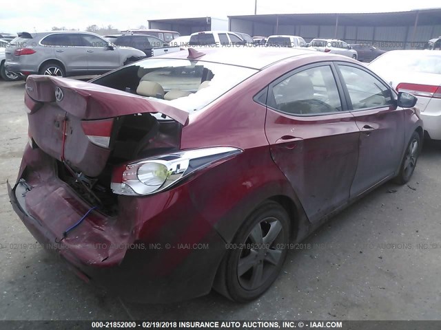 KMHDH4AE0DU799672 - 2013 HYUNDAI ELANTRA GLS/LIMITED RED photo 4