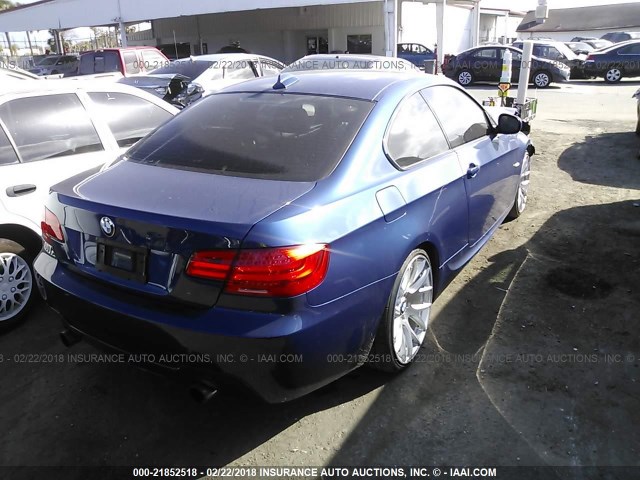 WBAKG7C51BE263816 - 2011 BMW 335 I BLUE photo 4