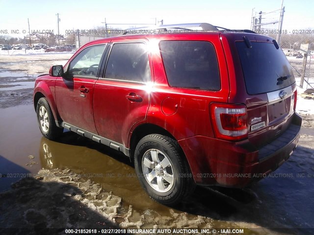 1FMCU9E78CKC05954 - 2012 FORD ESCAPE LIMITED RED photo 3