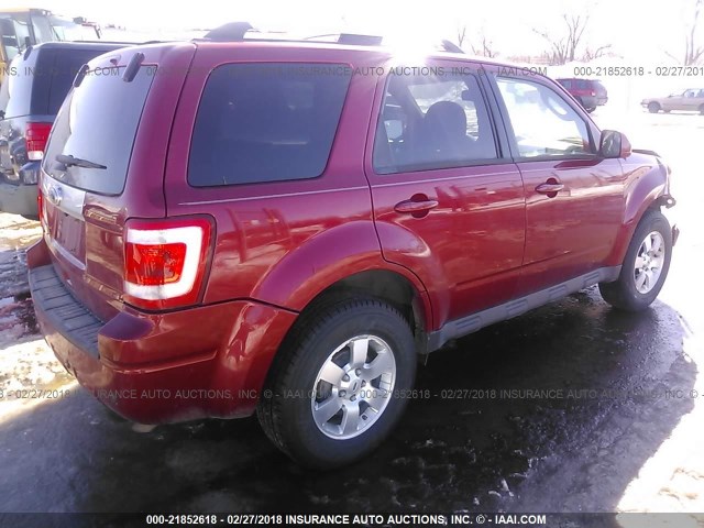 1FMCU9E78CKC05954 - 2012 FORD ESCAPE LIMITED RED photo 4