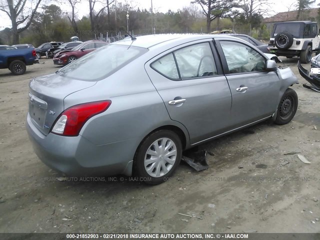 3N1CN7APXCL907402 - 2012 NISSAN VERSA S/SV/SL GRAY photo 4