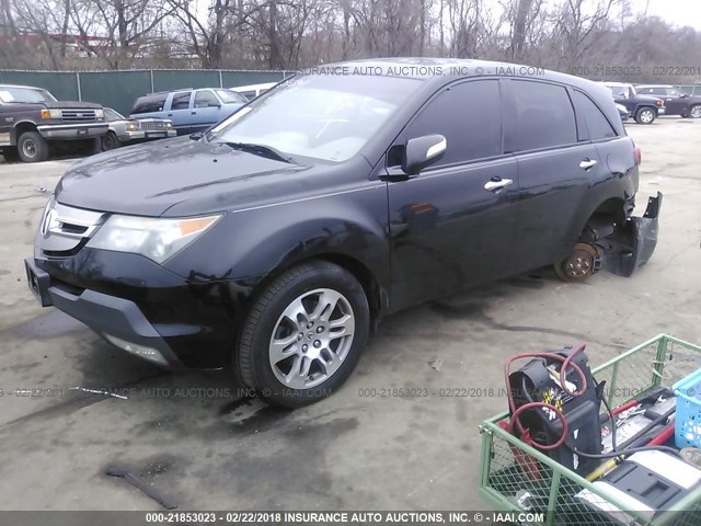 2HNYD28468H512485 - 2008 ACURA MDX TECHNOLOGY BLACK photo 2
