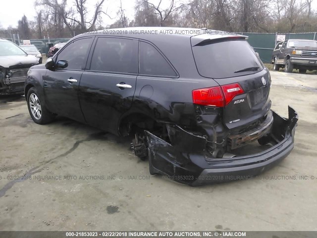 2HNYD28468H512485 - 2008 ACURA MDX TECHNOLOGY BLACK photo 3