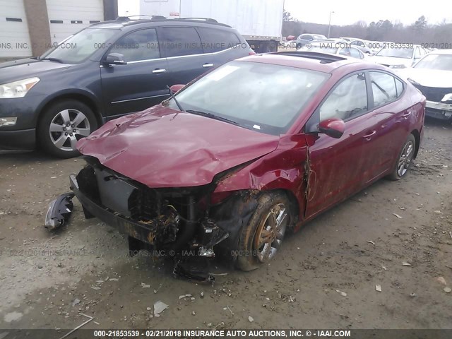 KMHD84LF6JU594147 - 2018 HYUNDAI ELANTRA SEL/VALUE/LIMITED RED photo 2