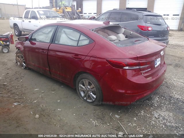 KMHD84LF6JU594147 - 2018 HYUNDAI ELANTRA SEL/VALUE/LIMITED RED photo 3