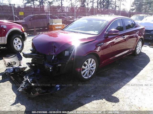 5XXGN4A7XEG276582 - 2014 KIA OPTIMA EX RED photo 2