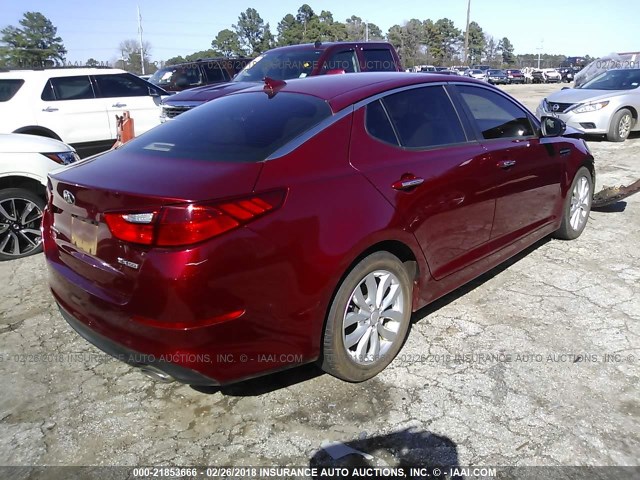 5XXGN4A7XEG276582 - 2014 KIA OPTIMA EX RED photo 4