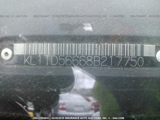 KL1TD56668B217750 - 2008 CHEVROLET AVEO LS BLUE photo 9