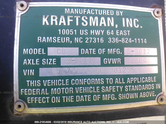 5E7CG4436CR001255 - 2012 KRAFTSMAN AUTO HAULER  Unknown photo 9