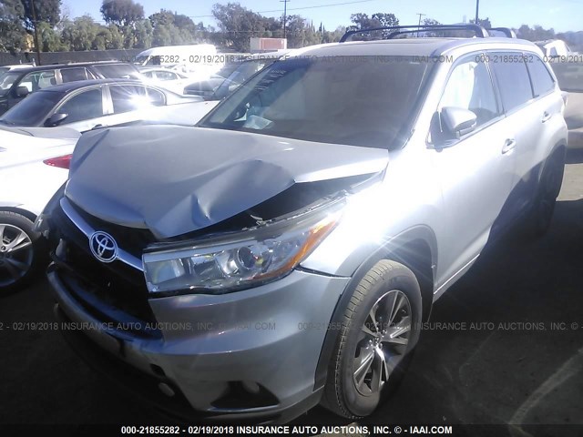 5TDJKRFH8GS237018 - 2016 TOYOTA HIGHLANDER XLE ვერცხლისფერი ფოტო 2