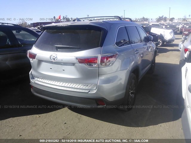 5TDJKRFH8GS237018 - 2016 TOYOTA HIGHLANDER XLE ვერცხლისფერი ფოტო 4