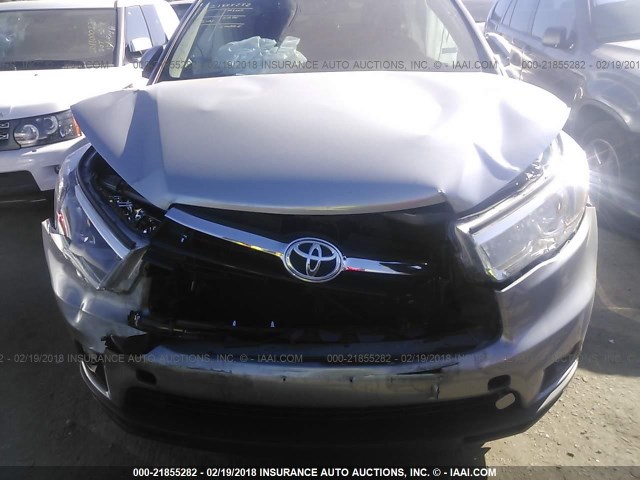 5TDJKRFH8GS237018 - 2016 TOYOTA HIGHLANDER XLE SILVER photo 6