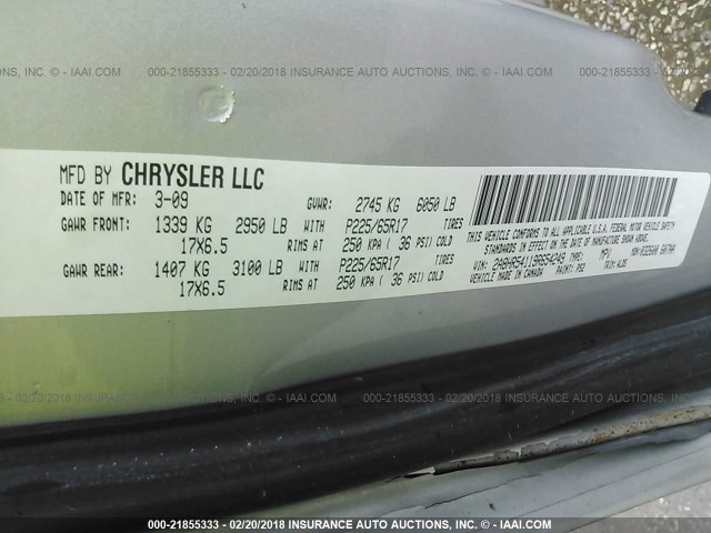 2A8HR54119R654249 - 2009 CHRYSLER TOWN & COUNTRY TOURING SILVER photo 9