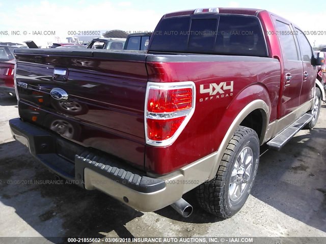 1FTFW1ET3DKE62614 - 2013 FORD F150 SUPERCREW RED photo 4