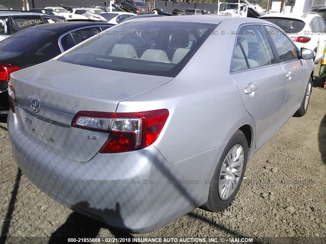 4T4BF1FK1DR298015 - 2013 TOYOTA CAMRY L/SE/LE/XLE SILVER photo 4