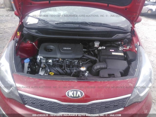 KNADN4A37G6633716 - 2016 KIA RIO EX/SX RED photo 10