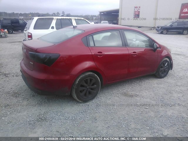 KNADN4A37G6633716 - 2016 KIA RIO EX/SX RED photo 4