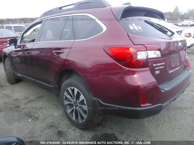 4S4BSAJC0G3316777 - 2016 SUBARU OUTBACK 2.5I LIMITED RED photo 3