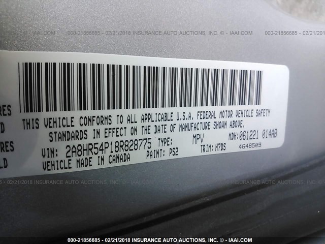 2A8HR54P18R828775 - 2008 CHRYSLER TOWN & COUNTRY TOURING SILVER photo 9