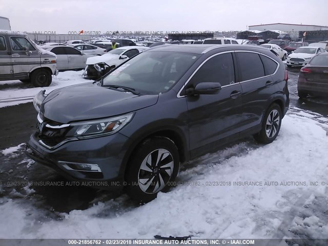 5J6RM4H9XFL000207 - 2015 HONDA CR-V TOURING GRAY photo 2